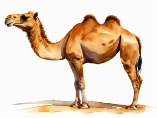 Illustration of a camel in watercolor style