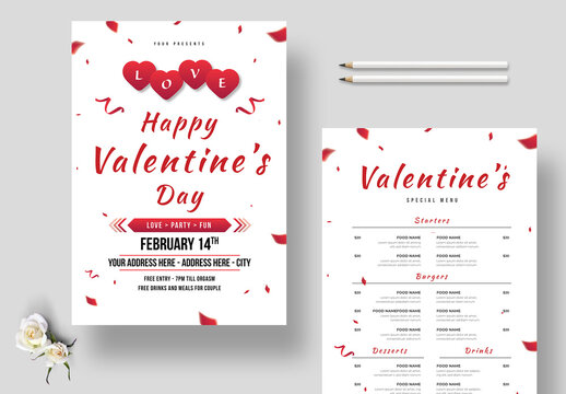Valentine Day Flyer And Menu Template