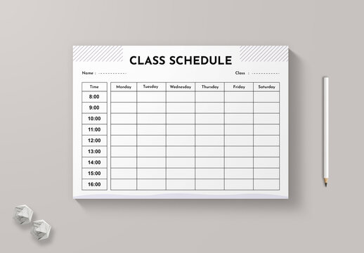 Class Schedule Template Layout
