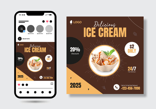 Ice Cream Social Media Post Layout
