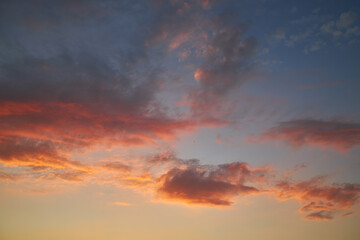 cloudy sky at sunset. Gradient color. Sky texture, abstract nature background