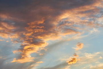 cloudy sky at sunset. Gradient color. Sky texture, abstract nature background