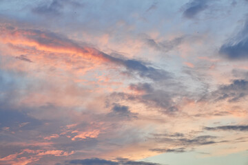 cloudy sky at sunset. Gradient color. Sky texture, abstract nature background