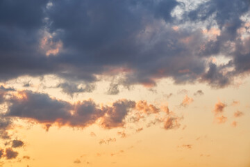 Cloudscape of cumulus sunset clouds