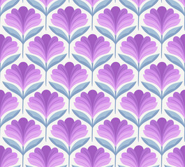 Abstract retro floral seamless pattern. Vector vintage flower art deco texture. Geometric minimalist background.