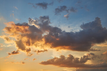 cloudy sky at sunset. Gradient color. Sky texture, abstract nature background