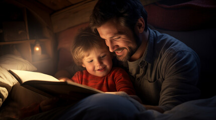 Father reading to child at bedtime