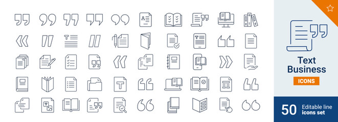Texte icons Pixel perfect. Document, message, support, ....
