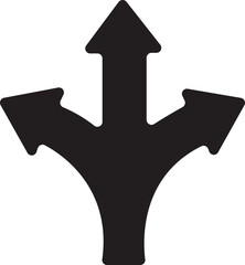 3d arrow pointing up, Three-way direction arrow icon. black arrow icon. - obrazy, fototapety, plakaty