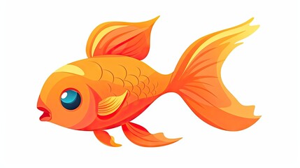 eye-catching silhouette illustration of a goldfish, an aquarium fish, in colorful cartoon flat design, isolated on a white background