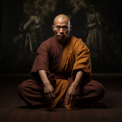 shaolin monks do meditation - obrazy, fototapety, plakaty