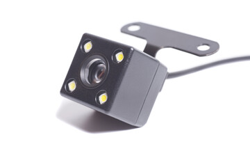 car rear view camera for parking assistance isolated on white background.