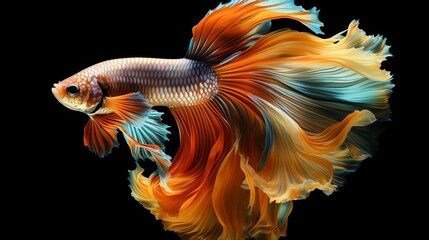 Vibrant betta fish portrait in natural habitat, wildlife photography