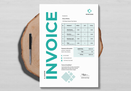 Colourful Invoice Design Layout