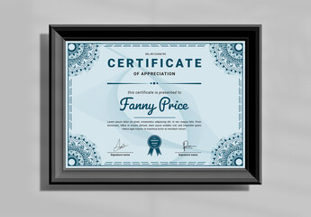 Certificate Of Appreciation Layout With Ornate Border