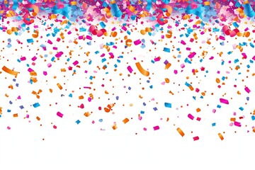 Fototapeta na wymiar Joyful Burst: Repeat Pattern of Colorful Confetti Border Frames for Party Invitations