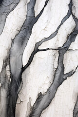 Abstract painting with tree bark. Black and white colors. Neutral wall art, botanical printable poster, nature texture