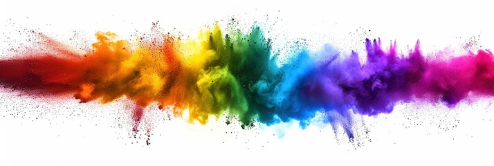 Chromatic Eruption: Vivid Rainbow Colors Exploding Against a White Canvas