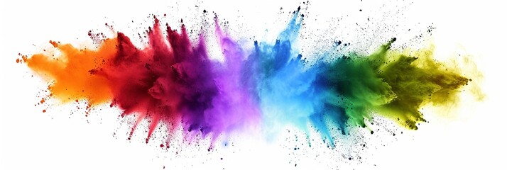 Chromatic Eruption: Vivid Rainbow Colors Exploding Against a White Canvas