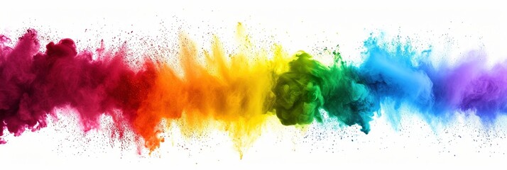 Spectrum Explosion: Explosion of Rainbow Hues Isolated on a White Background