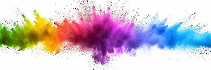 Dazzling Spectrum: Rainbow Color Explosion Standing Out on a White Background