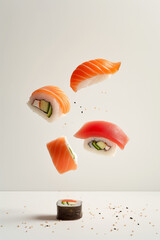 Sushi on white background.Minimal concept.