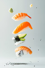 Sushi on white background.Minimal concept.
