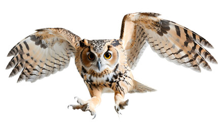Fototapeta premium Majestic Owl in Flight With Wings Outstretched