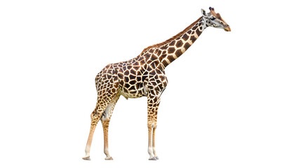 Giraffe Standing in Front of White Background