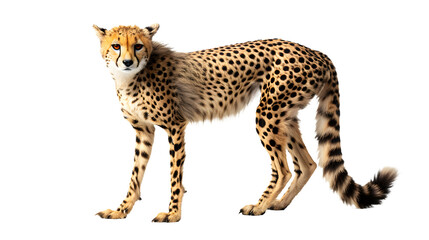 Majestic Cheetah Standing on White Background - Stunning Wildlife Photography