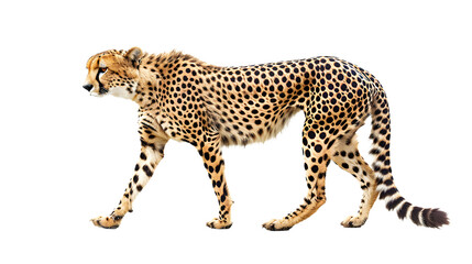 Cheetah Walking Across a White Background