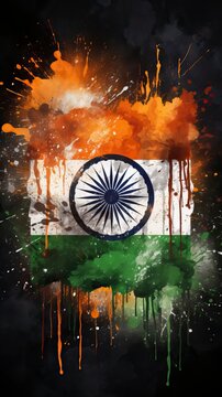 The india flag painted with white lines and green color ,illustration, Indian Republic Day, Indian Independence day