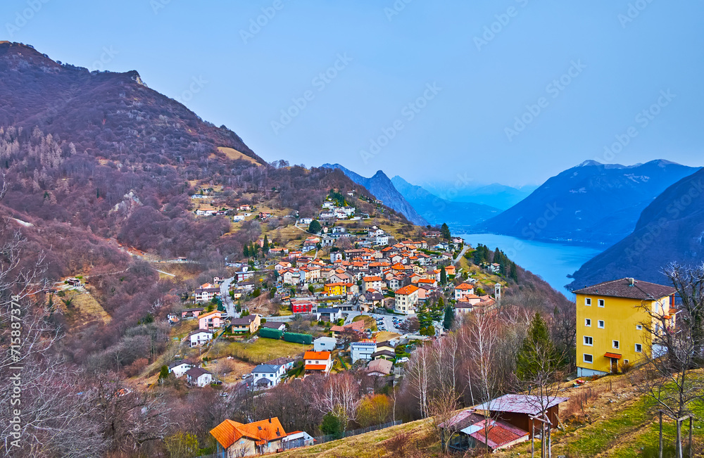 Canvas Prints Bre Village in Lugano Prealps in Ticino, Switzerland