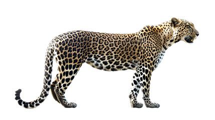 Majestic Leopard Asserting Dominance on White Surface