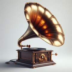 old gramophone isolated on white