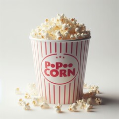 bucket of popcorn on white