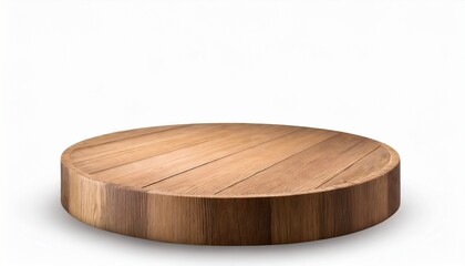 round wooden podium on a white background
