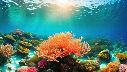 Naklejka na ściany i meble underwater world vibrant living coral reef 