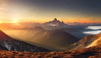 Foto op Aluminium sunrise over the mountains © William