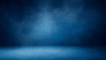 empty dark blue abstract cement wall and studio room with smoke float up the interior texture for display products wall background - obrazy, fototapety, plakaty