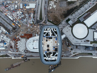 Drone View of the Belgrade Waterfront district.
