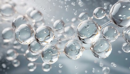 Closeup of Collagen of Skin - Molecules and Bubbles representing Cells and Vitamin Application - Skin Care Cosmetic 3D Render.