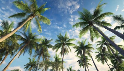 Fototapeta na wymiar tropical palm trees and blue sky
