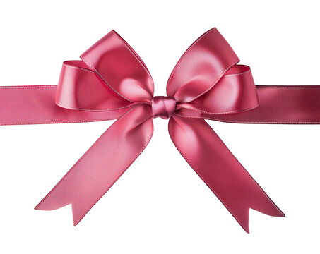 A high-resolution image of a beautifully tied pink ribbon bow, isolated on a transparent background. Perfect for gift wrapping or decoration.