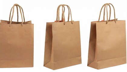 brown paper shopping bags isolated on white background