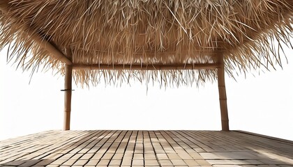 thatching straw roof from dry grass isolated on white background of the bar on the beach during the holiday season png file
