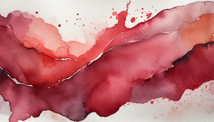 Watercolor red stain, on textured paper background.