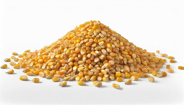 pile of dry corn seed isolated on white background