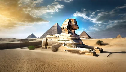Foto op Canvas great sphinx near the pyramids in the sandy desert © William
