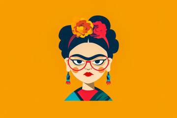 Colorful and funny Illustration of a Woman
